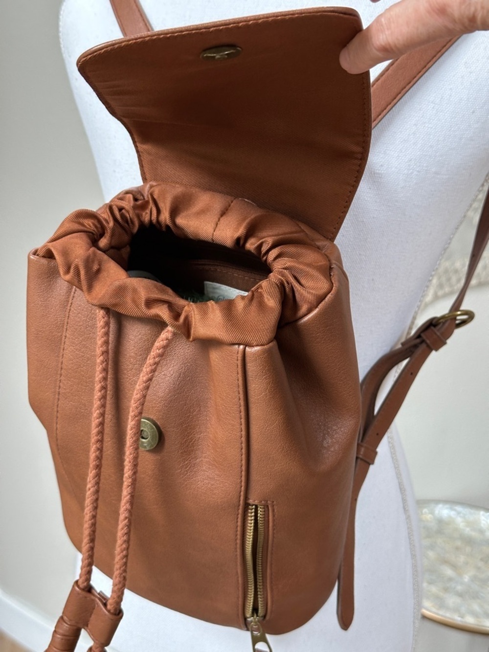 Universal Thread Brown Faux Leather Backpack Purse - Picture 3 of 10